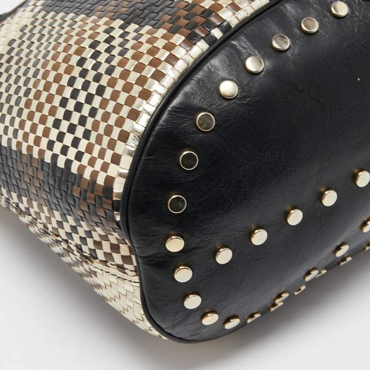 Pre Owned Kenzo Multicolor Woven Leather Hobo 