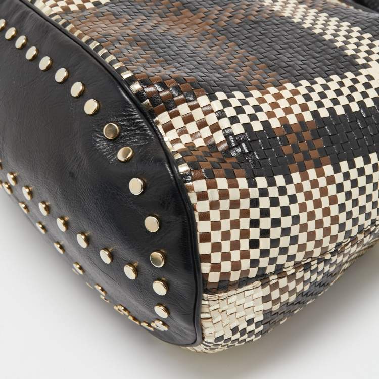 Pre Owned Kenzo Multicolor Woven Leather Hobo 