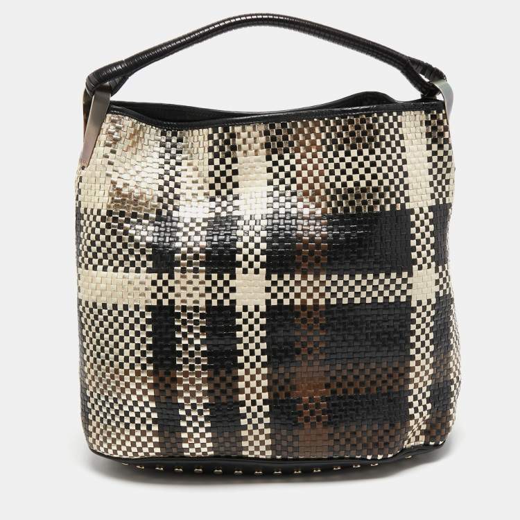 Pre Owned Kenzo Multicolor Woven Leather Hobo 