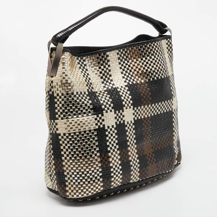 Pre Owned Kenzo Multicolor Woven Leather Hobo 