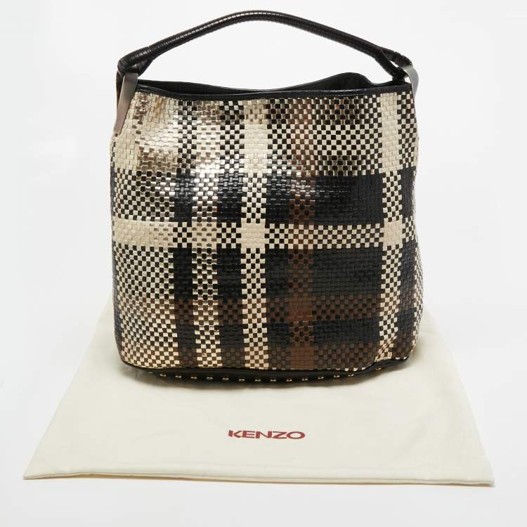 Pre Owned Kenzo Multicolor Woven Leather Hobo 