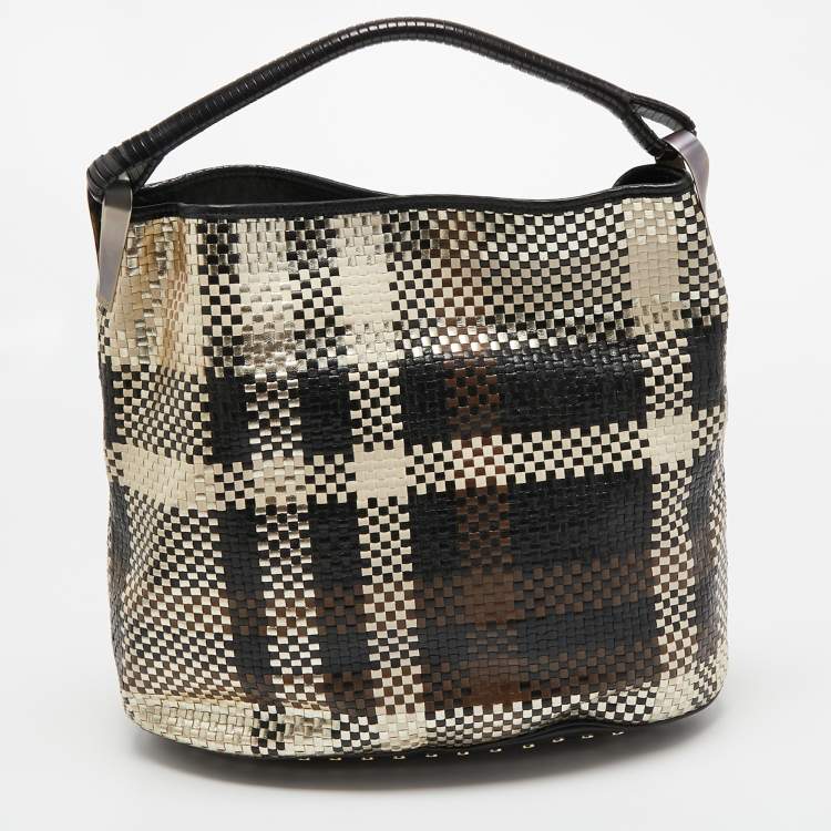 Pre Owned Kenzo Multicolor Woven Leather Hobo 