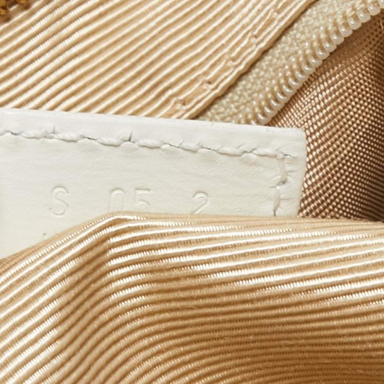 Pre Owned Burberry White Check Leather Shoulder Bag