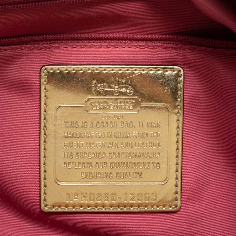 Pre Owned Coach Beige/Brown Op Art Canvas and Patent Leather Madison Julianne Shoulder Bag