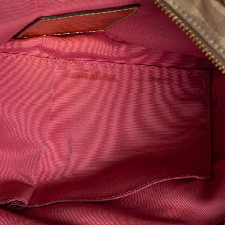 Pre Owned Coach Beige/Brown Op Art Canvas and Patent Leather Madison Julianne Shoulder Bag
