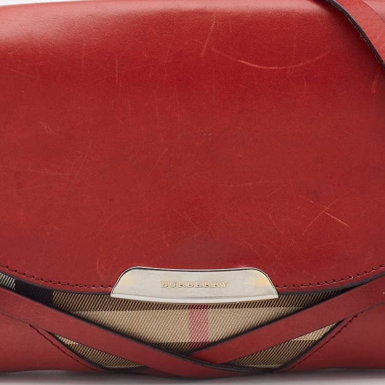 Pre Owned Burberry Multicolor House Check Canvas and Leather Crossbody Bag