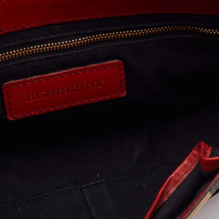 Pre Owned Burberry Multicolor House Check Canvas and Leather Crossbody Bag