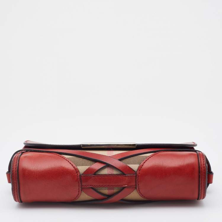 Pre Owned Burberry Multicolor House Check Canvas and Leather Crossbody Bag