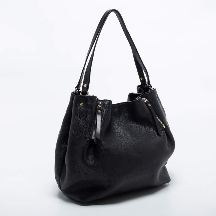 Pre Owned Burberry Black Grained Leather Medium Maidstone Tote