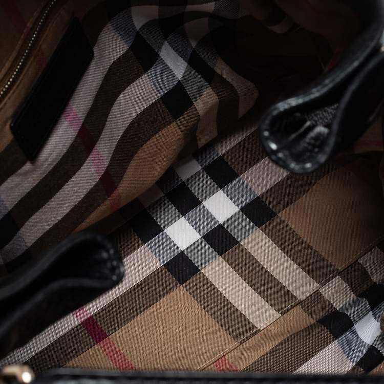 Pre Owned Burberry Black Grained Leather Medium Maidstone Tote