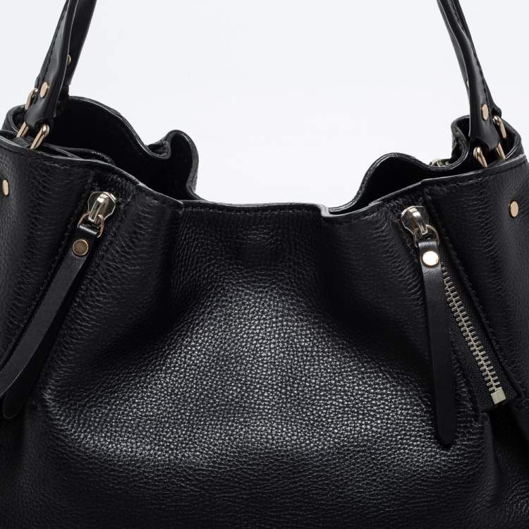 Pre Owned Burberry Black Grained Leather Medium Maidstone Tote