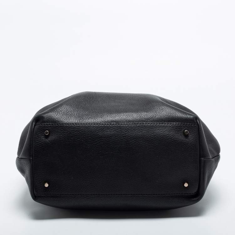 Pre Owned Burberry Black Grained Leather Medium Maidstone Tote