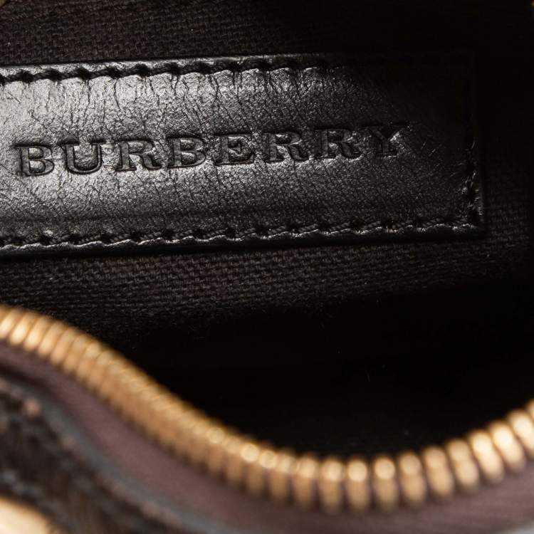 Pre Owned Burberry Brown/Beige Haymarket Check Coated Canvas and Leather Boston Bag
