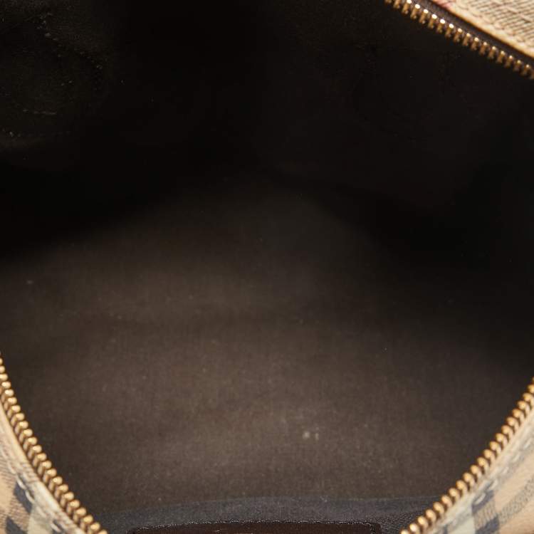 Pre Owned Burberry Brown/Beige Haymarket Check PVC Small Chester Bowling Bag