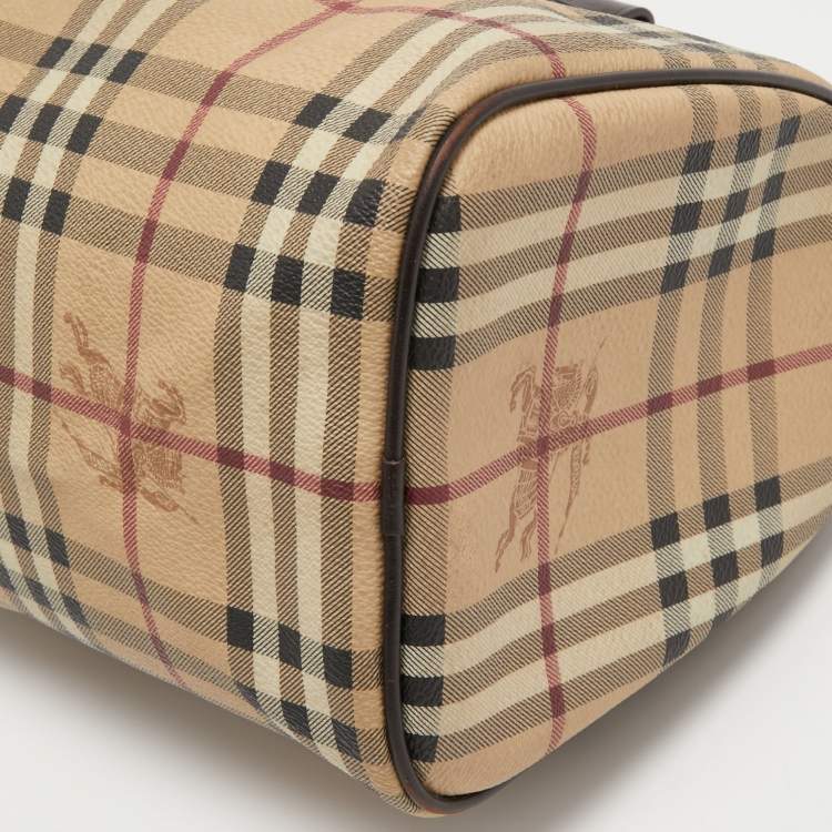 Pre Owned Burberry Brown/Beige Haymarket Check PVC Small Chester Bowling Bag