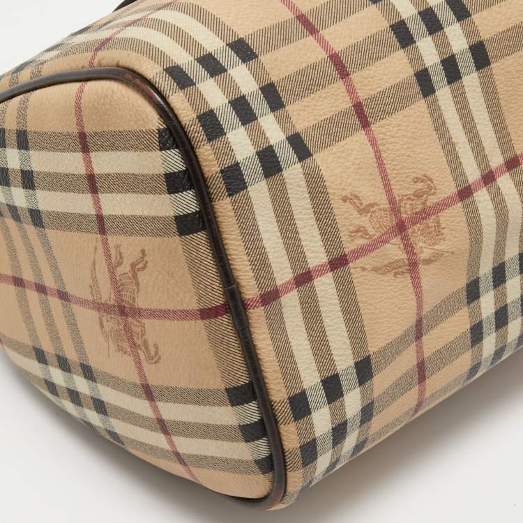 Pre Owned Burberry Brown/Beige Haymarket Check PVC Small Chester Bowling Bag