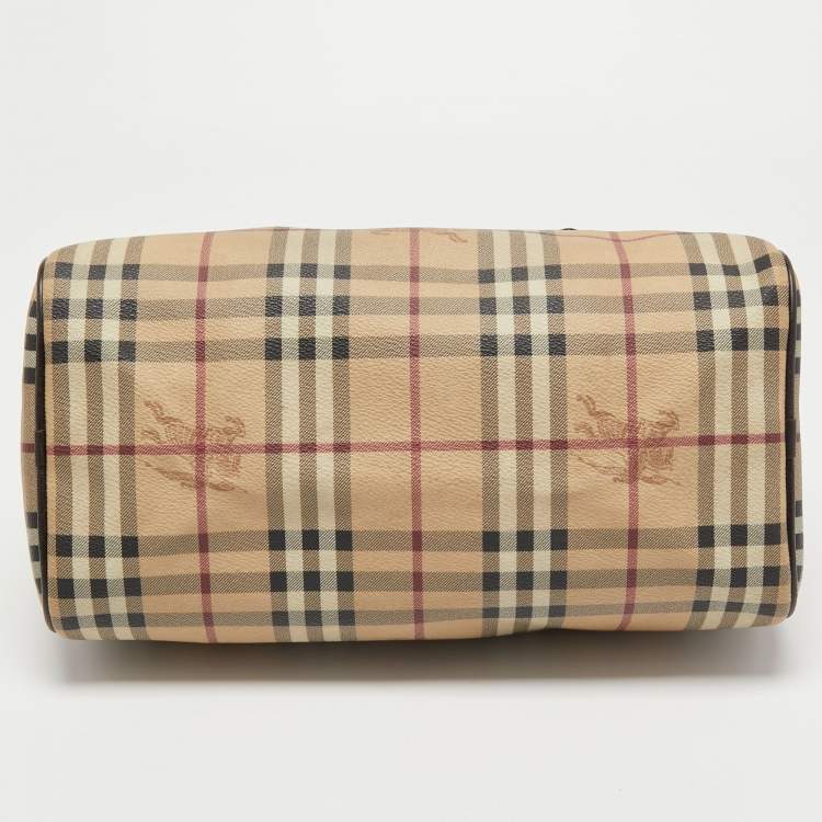 Pre Owned Burberry Brown/Beige Haymarket Check PVC Small Chester Bowling Bag