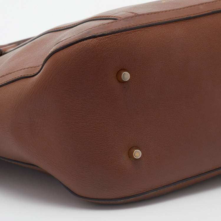 Pre Owned Burberry Dark Brown Leather Orchard Satchel