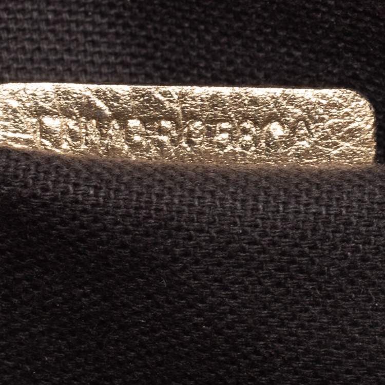 Pre Owned Burberry Metallic Gold Woven Haymarket check PVC and Leather Small Thornley Satchel