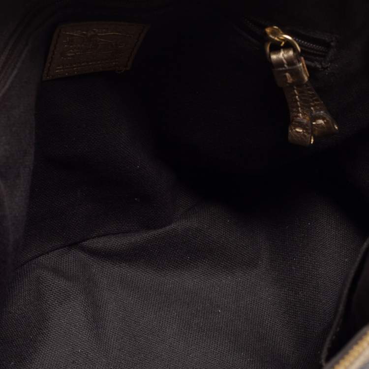 Pre Owned Burberry Metallic Gold Woven Haymarket check PVC and Leather Small Thornley Satchel