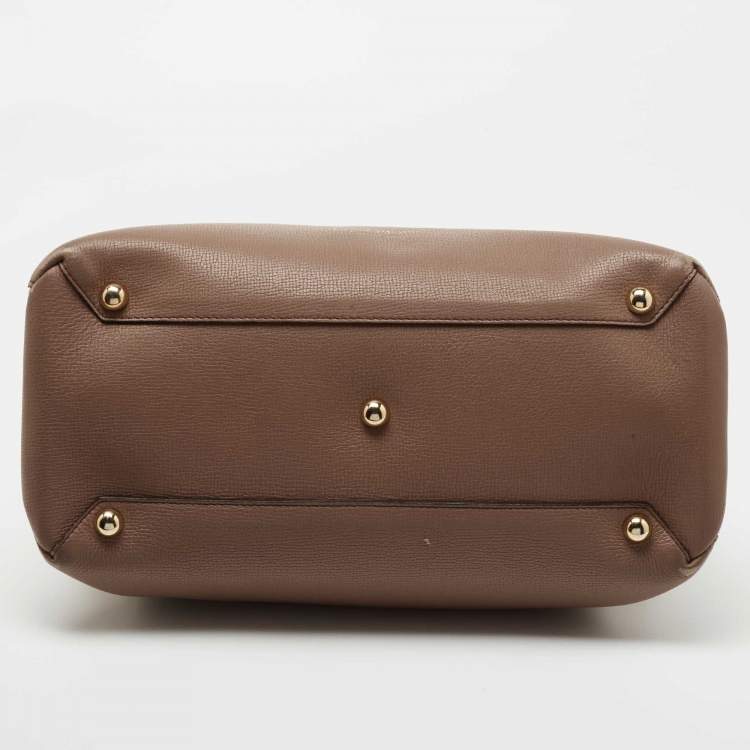 Pre Owned Burberry Beige Leather and House Check Canvas Medium Banner Tote