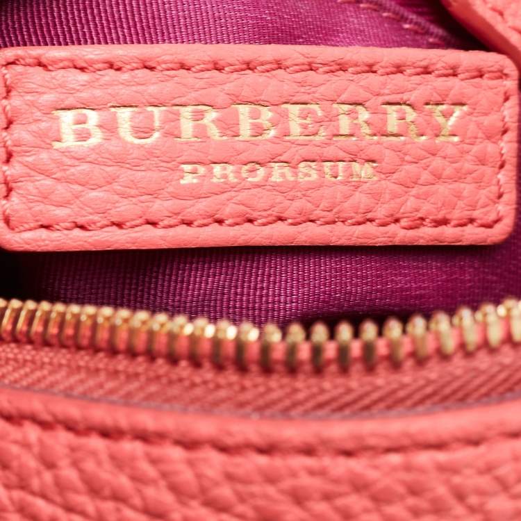Pre Owned Burberry Prorsum Pink Haymarket Check Coated Canvas and Leather Mini Bee Bag
