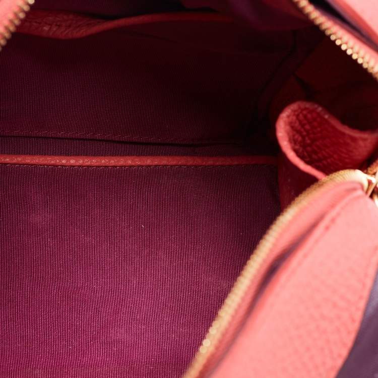 Pre Owned Burberry Prorsum Pink Haymarket Check Coated Canvas and Leather Mini Bee Bag