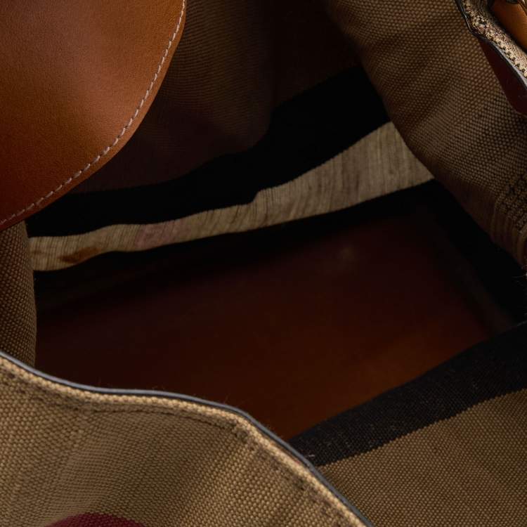 Pre Owned Burberry Multicolor Mega Check Canvas and Leather Medium Ashby Hobo