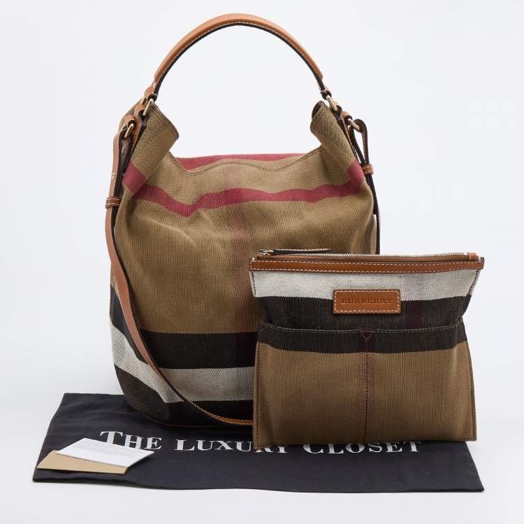 Pre Owned Burberry Multicolor Mega Check Canvas and Leather Medium Ashby Hobo