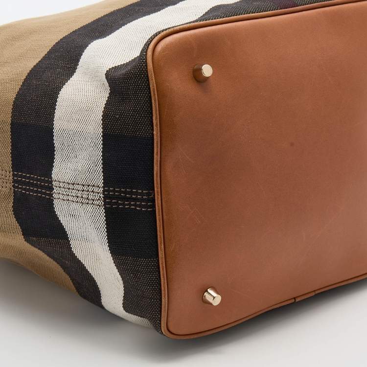 Pre Owned Burberry Multicolor Mega Check Canvas and Leather Medium Ashby Hobo