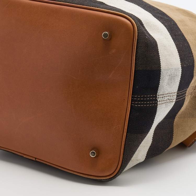 Pre Owned Burberry Multicolor Mega Check Canvas and Leather Medium Ashby Hobo
