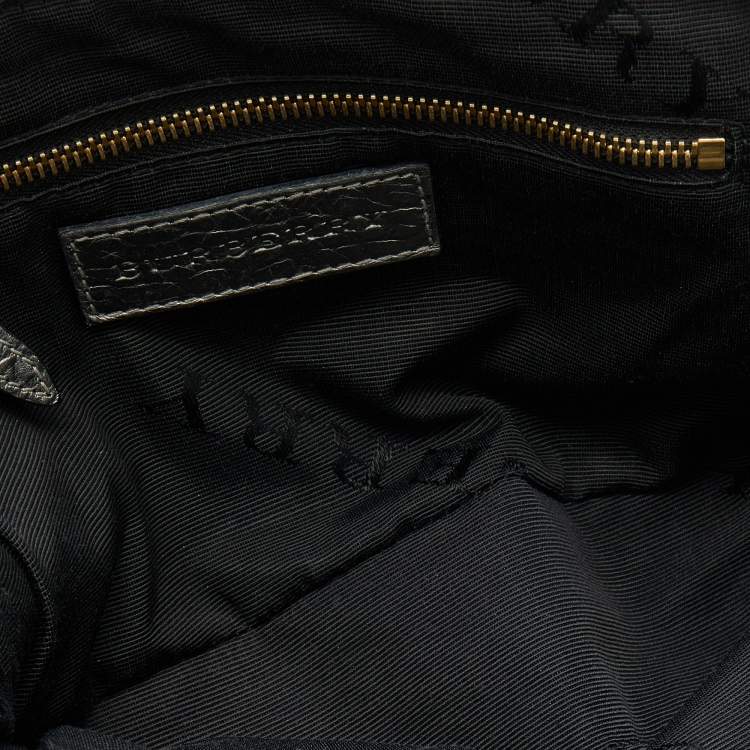 Pre Owned Burberry Silver Leather Crossbody Bag