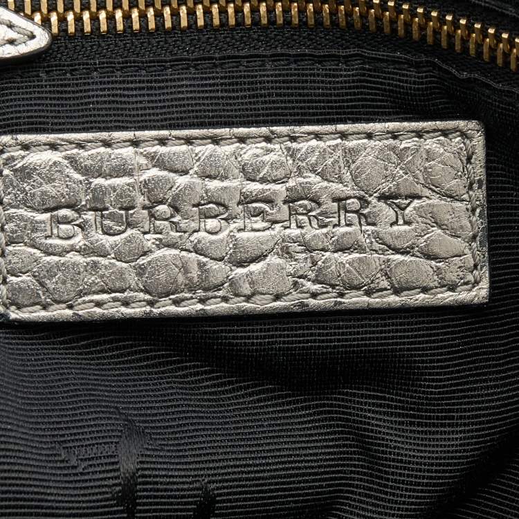 Pre Owned Burberry Silver Leather Crossbody Bag