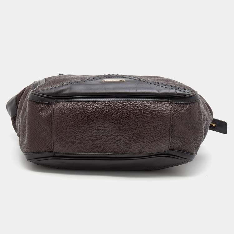 Pre Owned Burberry Burgundy/Brown Leather Tassel Satchel
