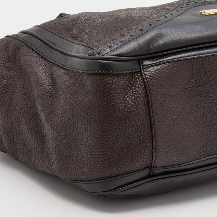 Pre Owned Burberry Burgundy/Brown Leather Tassel Satchel
