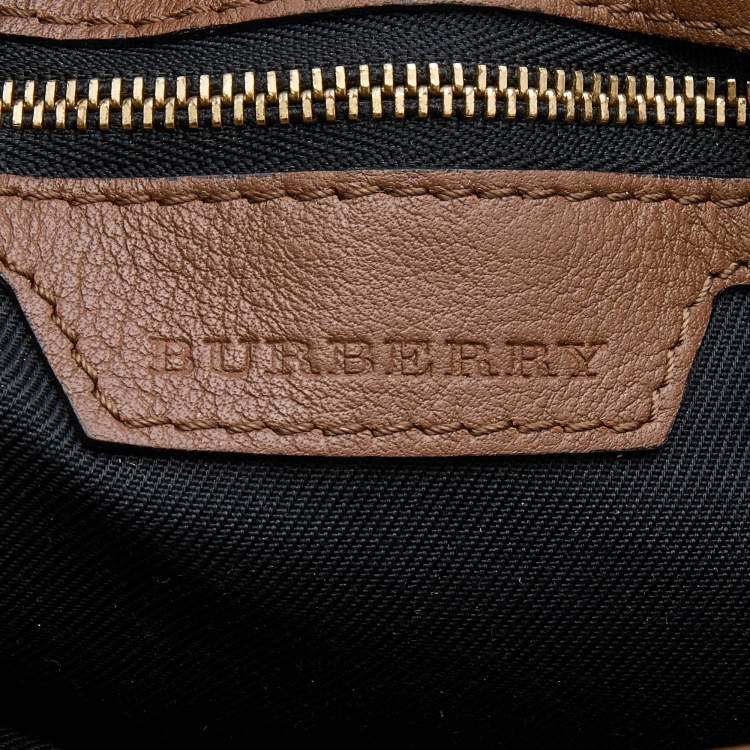 Pre Owned Burberry Beige/Brown Haymarket Check Canvas and Leather Crossbody Bag
