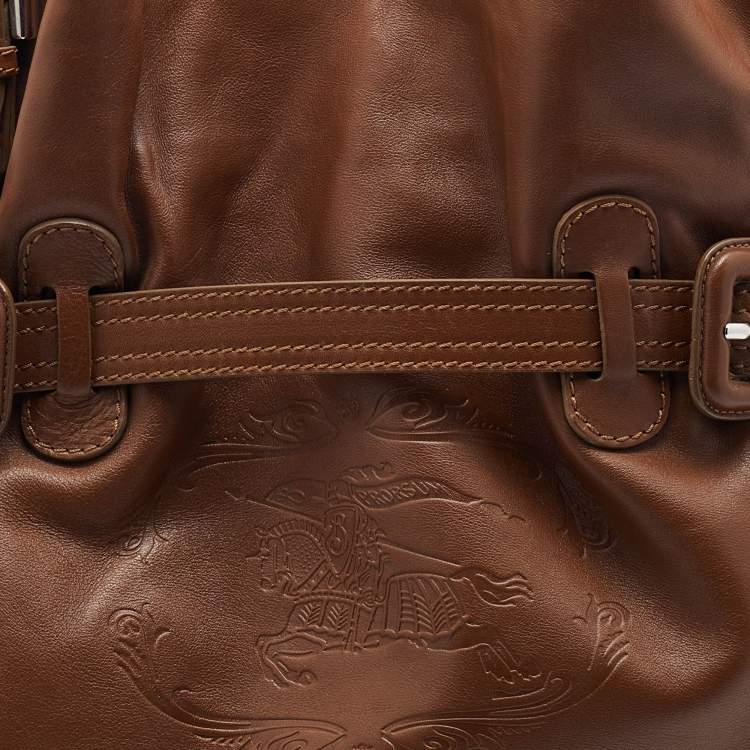 Pre Owned Burberry Brown Leather Hobo