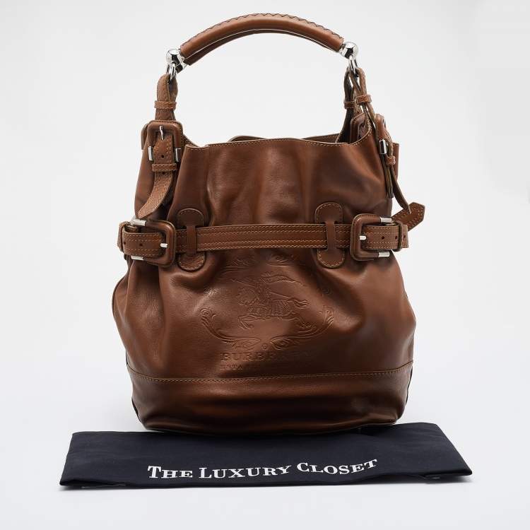 Pre Owned Burberry Brown Leather Hobo