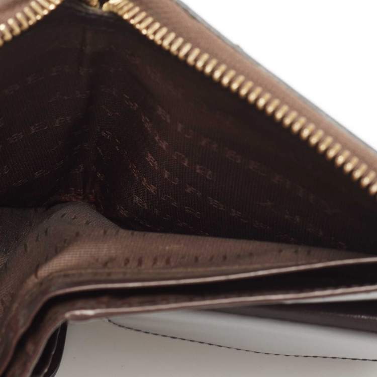 Pre Owned Burberry Brown/Beige Haymarket Check Coated Canvas and Leather Zip Around Wallet