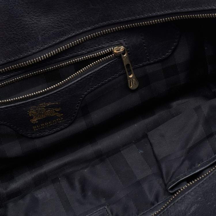 Pre Owned Burberry Beige/Black Quilted Nova Check Canvas and Leather Mini Manor Satchel