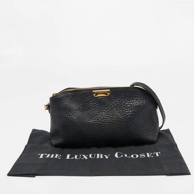 Pre Owned Burberry Black Grained Leather Chichester Crossbody Bag