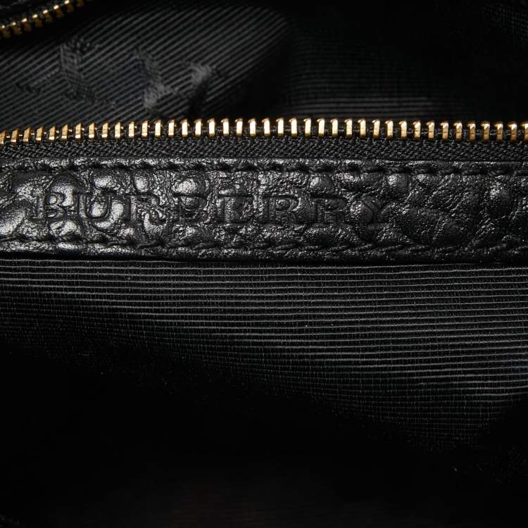 Pre Owned Burberry Black Grained Leather Chichester Crossbody Bag