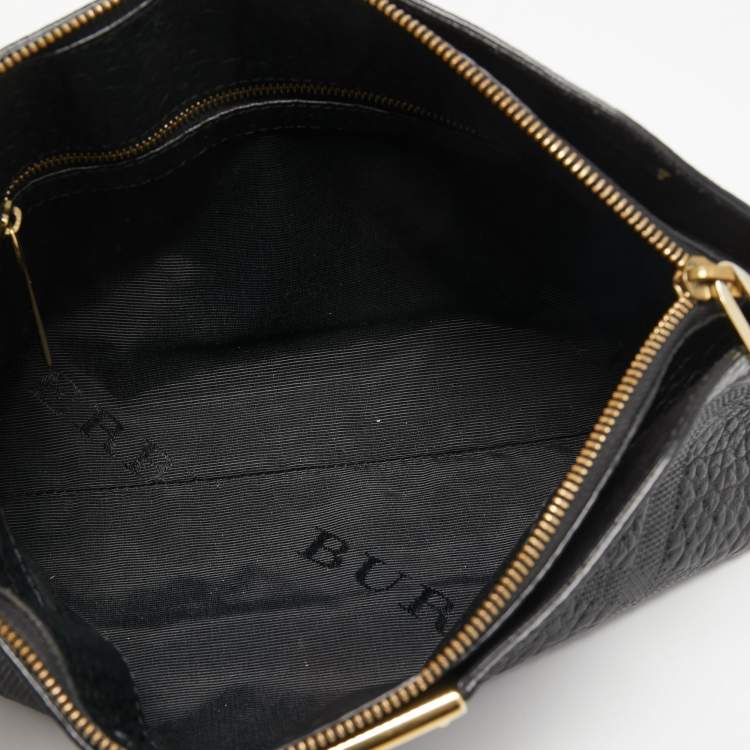 Pre Owned Burberry Black Grained Leather Chichester Crossbody Bag