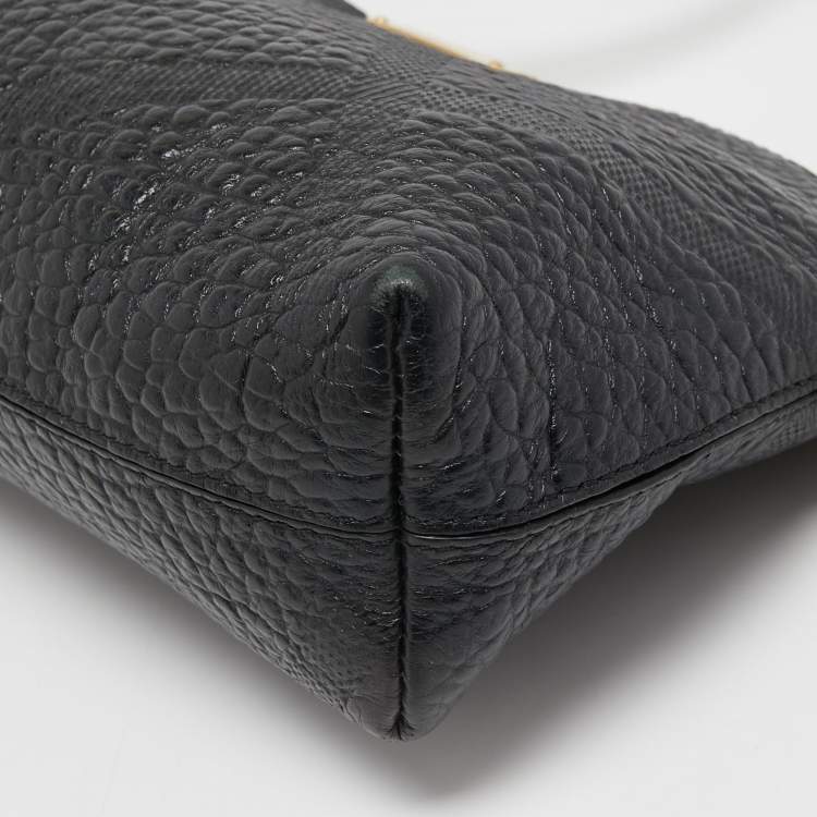 Pre Owned Burberry Black Grained Leather Chichester Crossbody Bag