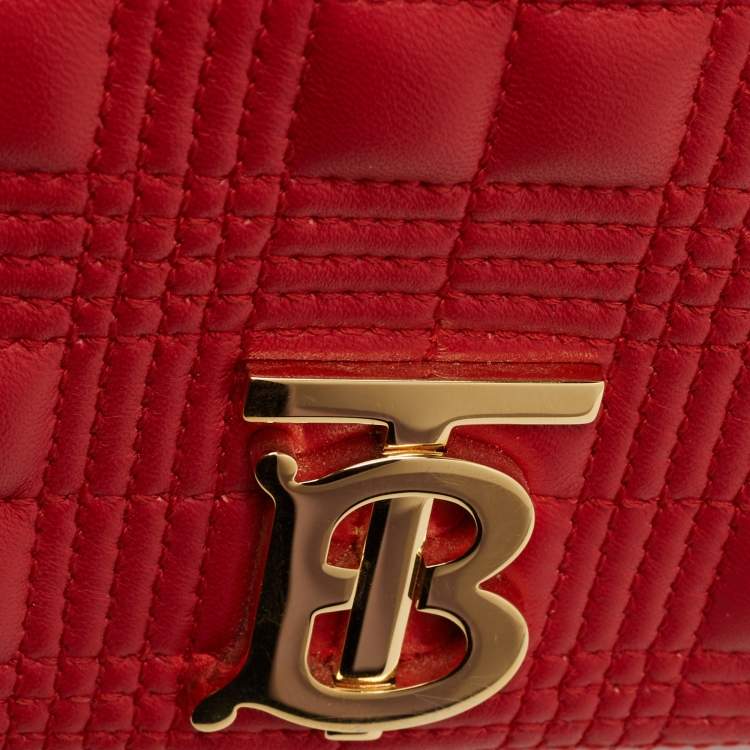 Pre Owned Burberry Red Quilted Leather Small Lola Chain Shoulder Bag