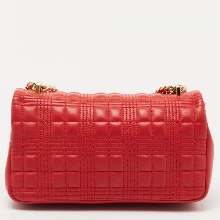 Pre Owned Burberry Red Quilted Leather Small Lola Chain Shoulder Bag