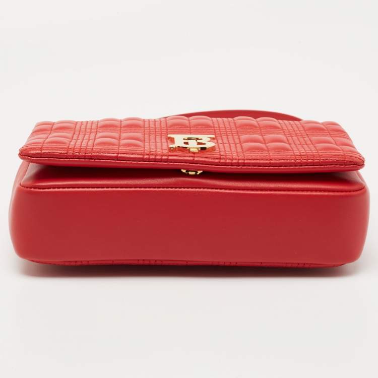 Pre Owned Burberry Red Quilted Leather Small Lola Chain Shoulder Bag