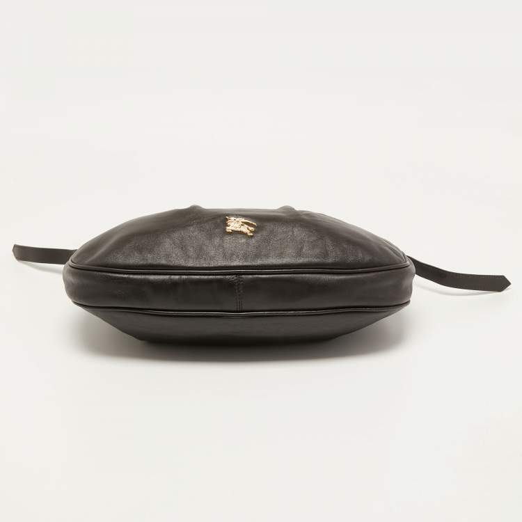 Pre Owned Burberry Dark Brown Leather Brooklyn Chain Hobo