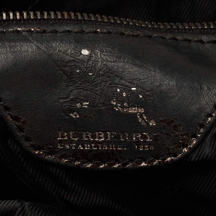Pre Owned Burberry Black Perforated Leather Rowan Tote
