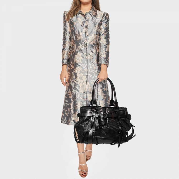 Pre Owned Burberry Black Perforated Leather Rowan Tote